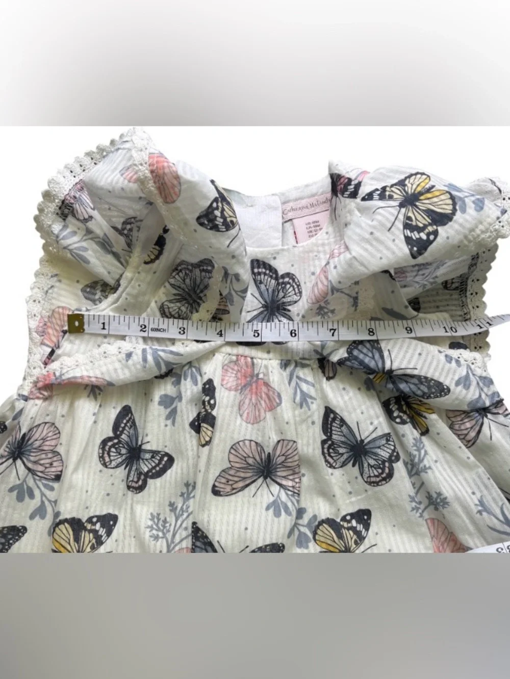 Little Girl Dress Butterfly Crochet Detail Lined Ruffles Dress 18M